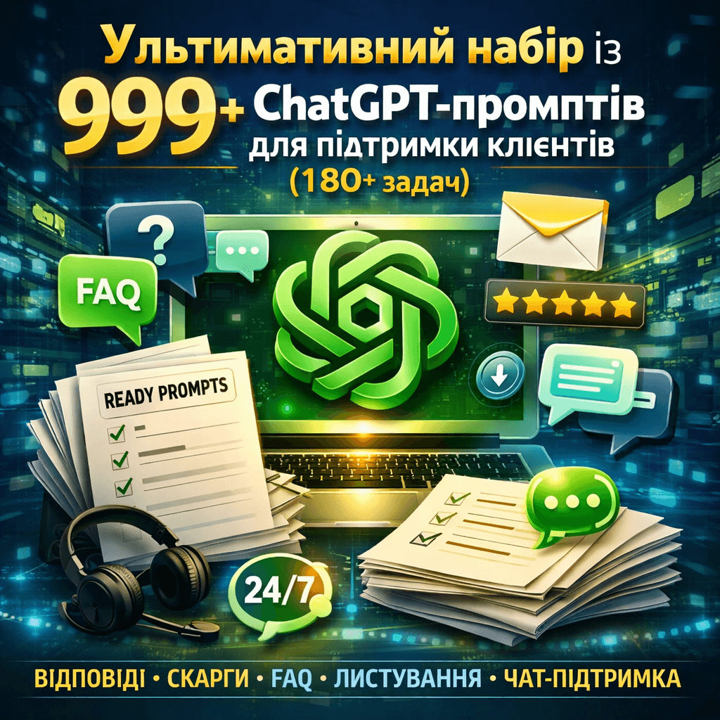 Ультимативний набір із 999+ ChatGPT‑промптів для підтримки клієнтів (180+ задач) - фото 1