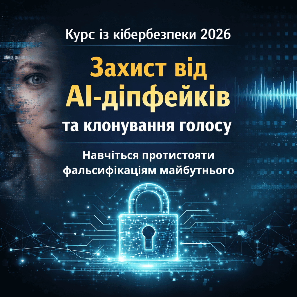 Обкладинка курсу Захист від AI діпфейків та клонування голосу - Навчіться протистояти фальсифікаціям майбутнього