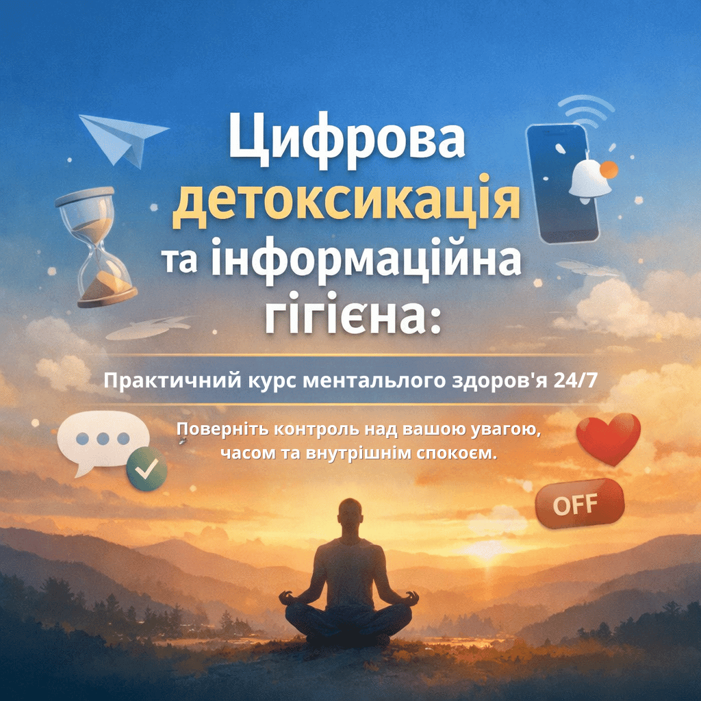 Обкладинка курсу Цифрова детоксикація та інформаційна гігієна