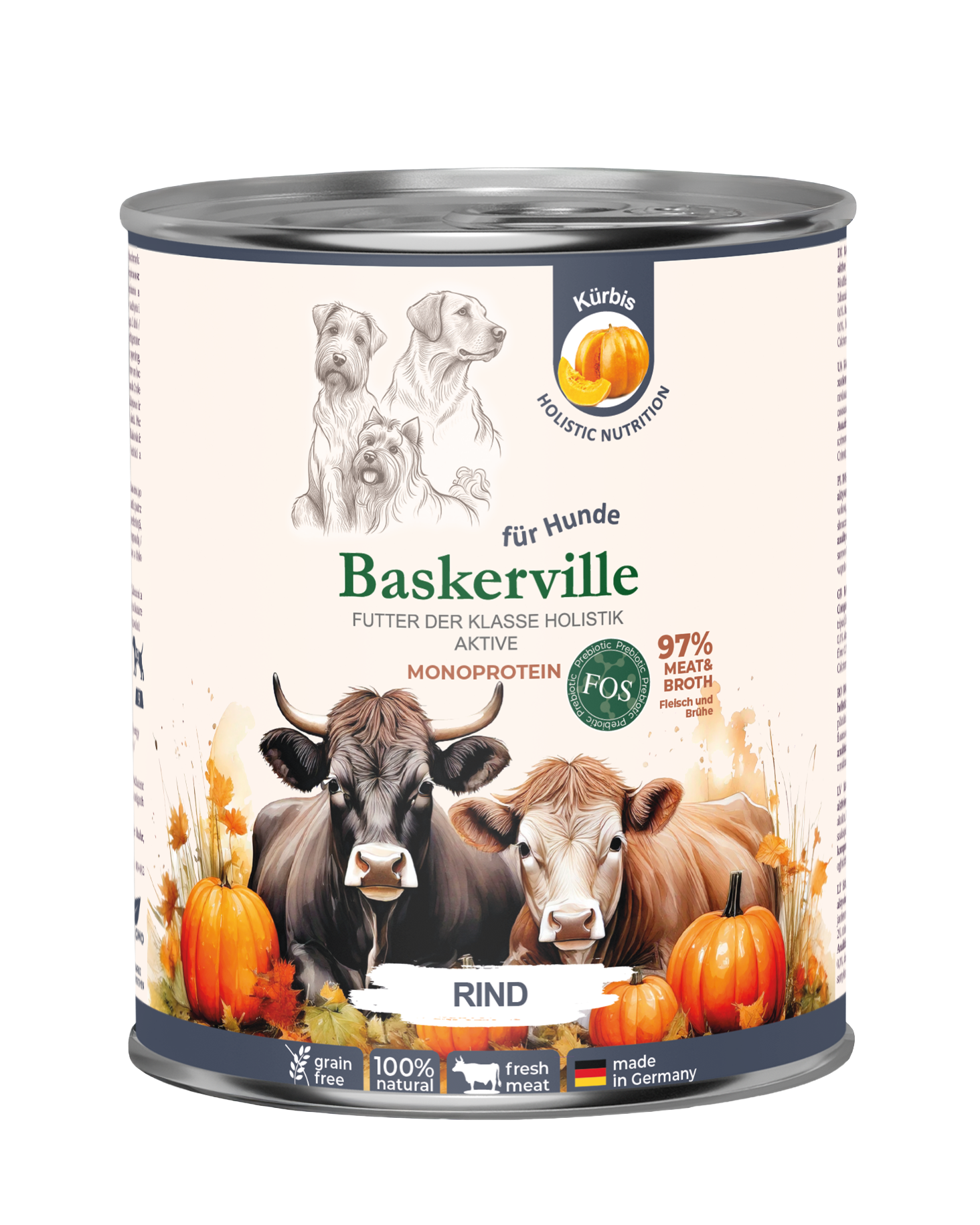 Baskerville (Баскервіль) Monoprotein Яловичина вологий холістик-корм для активних дорослих собак 800 г - фото 1