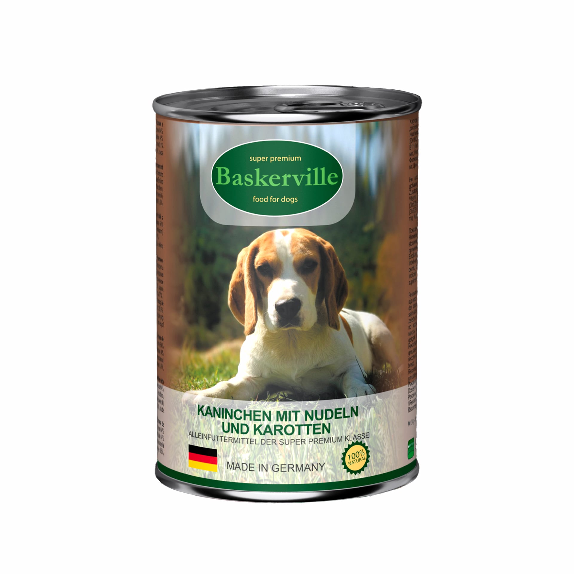 Baskerville (Баскервіль) вологий корм для дорослих собак, кролик з вермішеллю та морквою, 400 г - фото 1