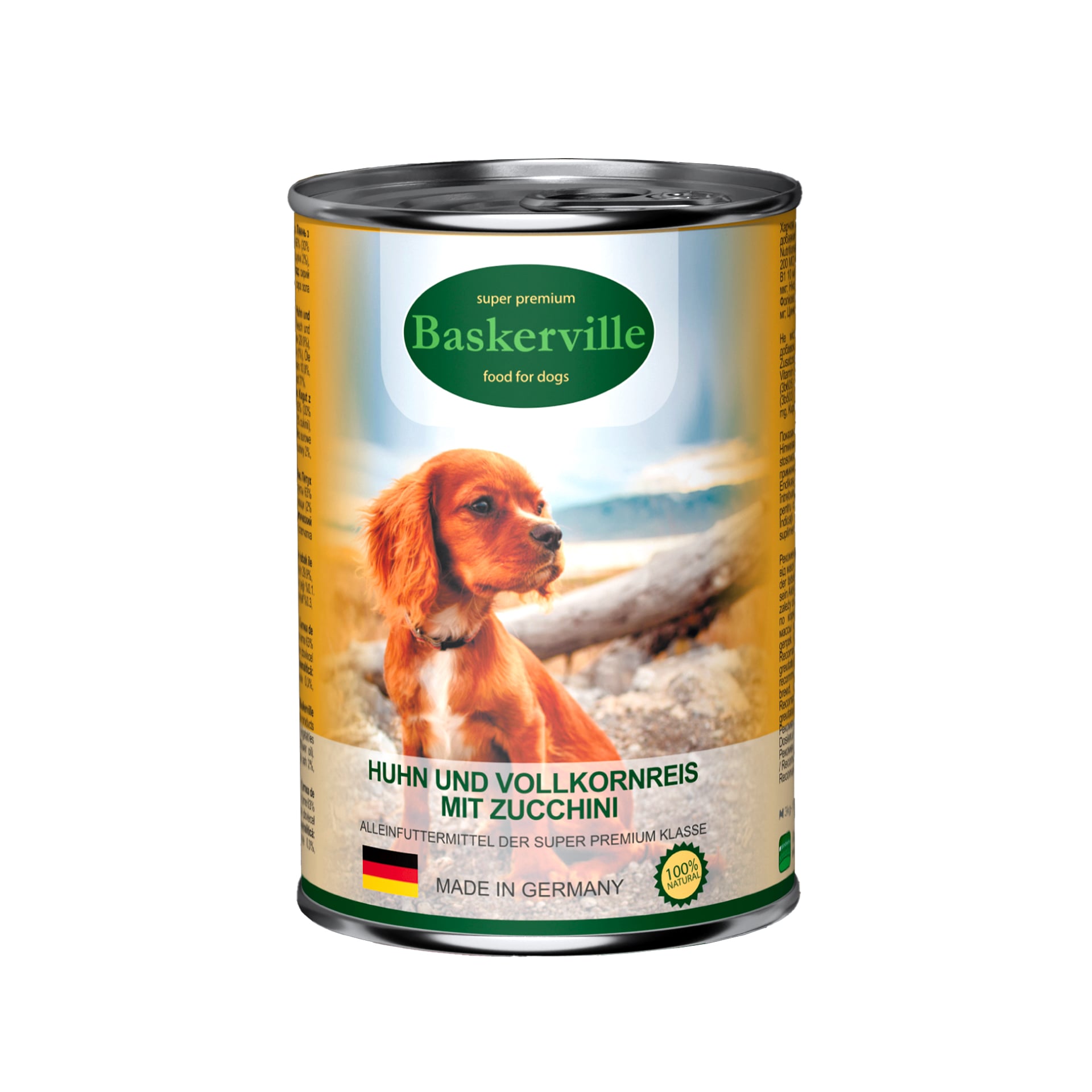 Baskerville (Баскервіль) вологий корм для собак з м'ясом півня, рисом і цукіні 400 г - фото 1 Baskerville (Баскервіль) вологий корм для собак з м'ясом півня, рисом і цукіні 400 г - фото 1