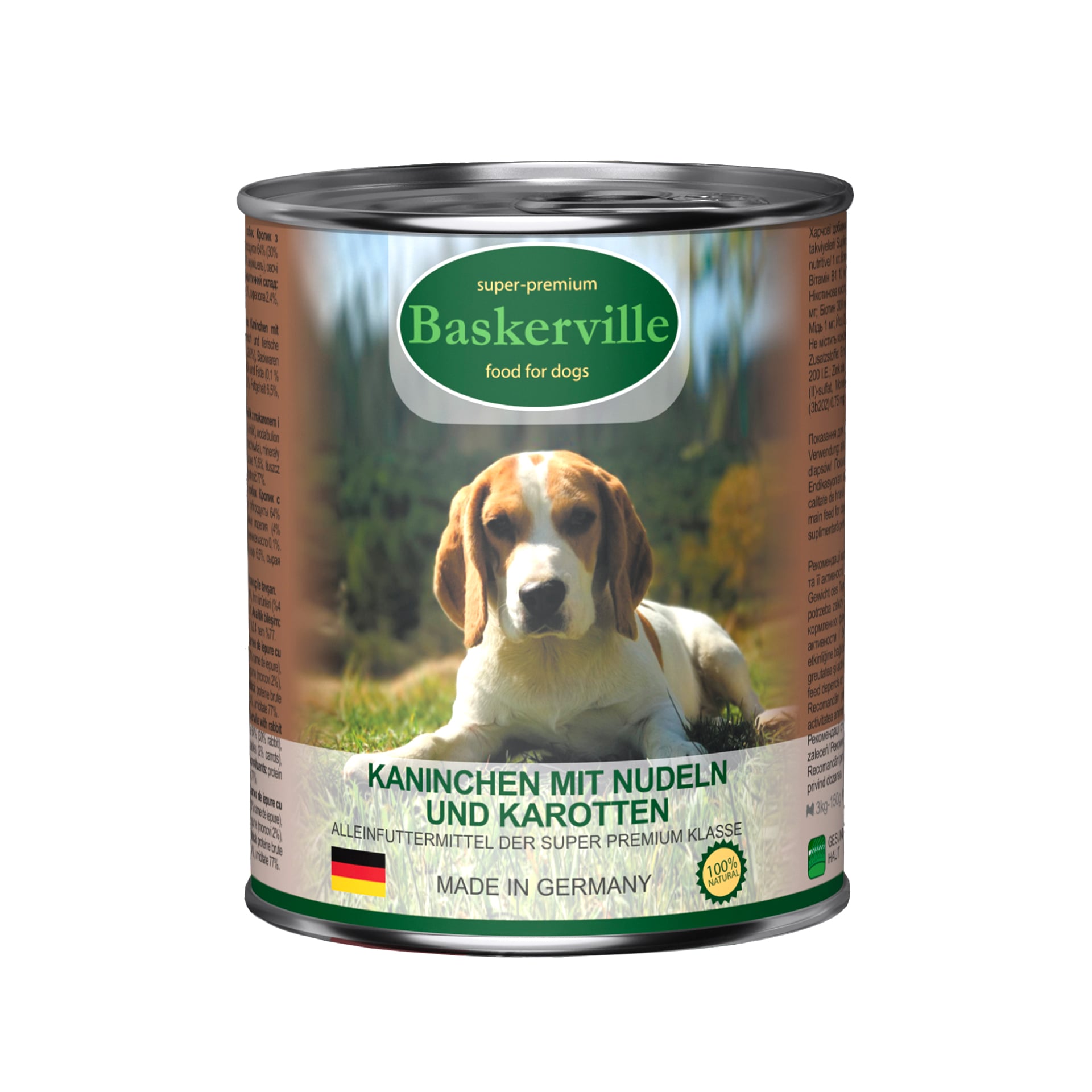 Baskerville (Баскервіль) вологий корм для дорослих собак, кролик з вермішеллю та морквою, 800 г - фото 1