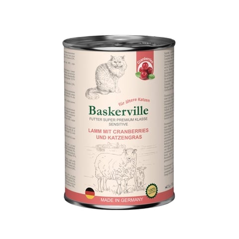 Baskerville (Баскервіль) ягня з журавлиною та котячою травою, вологий корм для котів Adult Sensitive/Senior, 400 г - фото 4 Baskerville (Баскервіль) ягня з журавлиною та котячою травою, вологий корм для котів Adult Sensitive/Senior, 400 г - фото 4