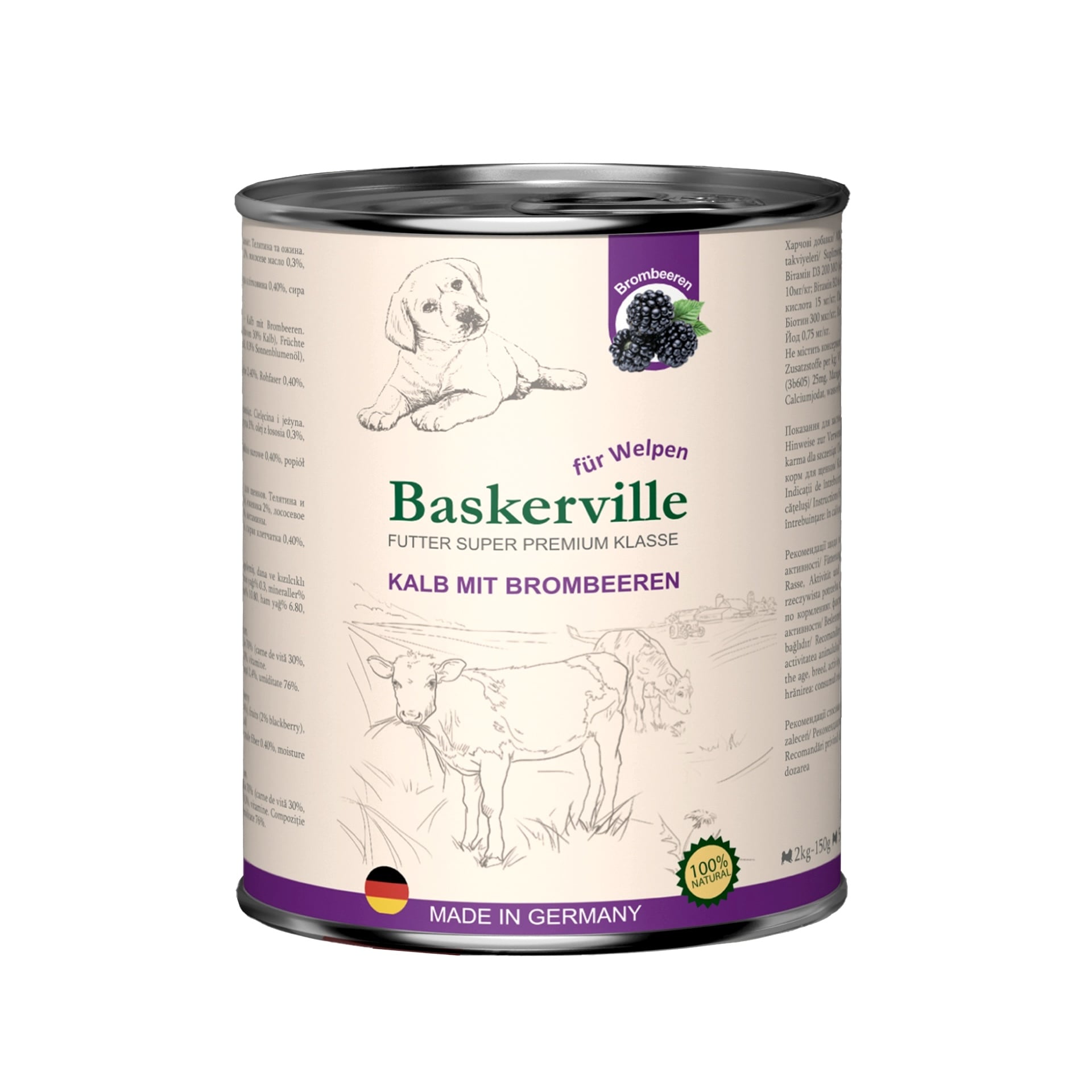 Baskerville (Баскервіль) телятина з ожиною вологий корм для цуценят, 800 г - фото 1 Baskerville (Баскервіль) телятина з ожиною вологий корм для цуценят, 800 г - фото 1