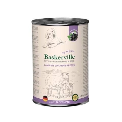 Baskerville (Баскервіль) вологий корм для цуценят, ягня та смородина, повнораціонний, 400 г - фото 1 Baskerville (Баскервіль) вологий корм для цуценят, ягня та смородина, повнораціонний, 400 г - фото 1