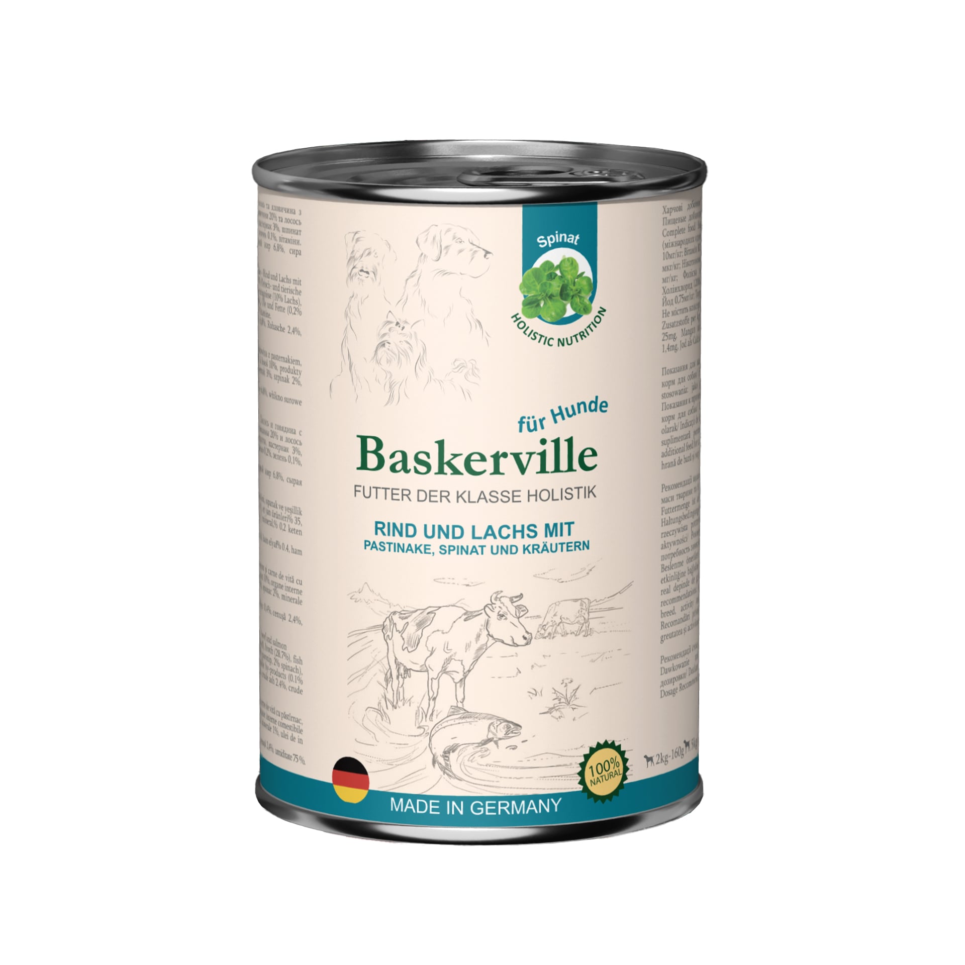 Baskerville (Баскервіль) вологий корм для дорослих собак, яловичина та лосось з пастернаком, шпинатом і зеленню, 400 г - фото 1 Baskerville (Баскервіль) вологий корм для дорослих собак, яловичина та лосось з пастернаком, шпинатом і зеленню, 400 г - фото 1