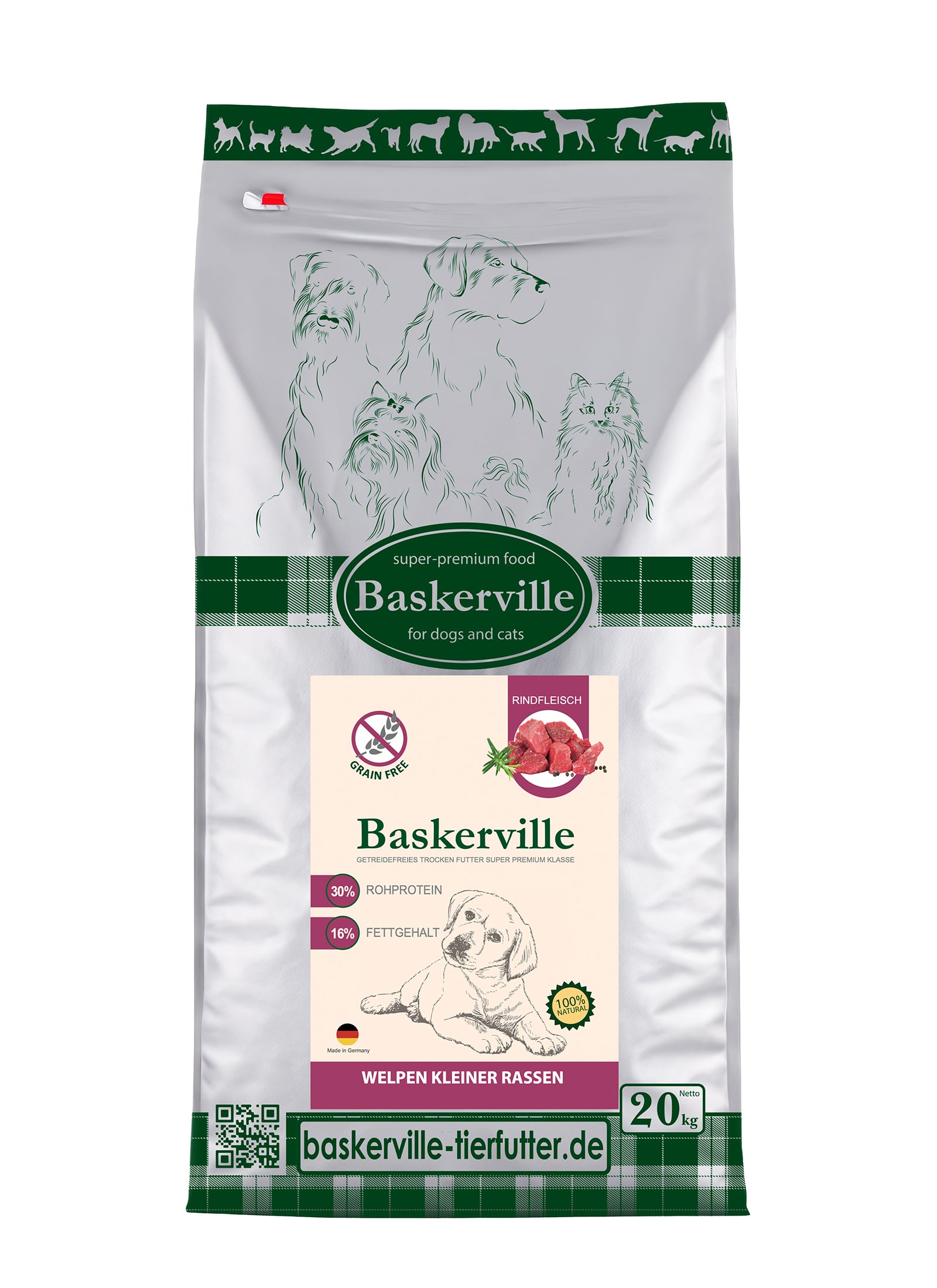 Baskerville (Баскервіль) для цуценят дрібних порід, яловичина та птиця, беззерновий сухий корм, 20 кг - фото 1 Baskerville (Баскервіль) для цуценят дрібних порід, яловичина та птиця, беззерновий сухий корм, 20 кг - фото 1