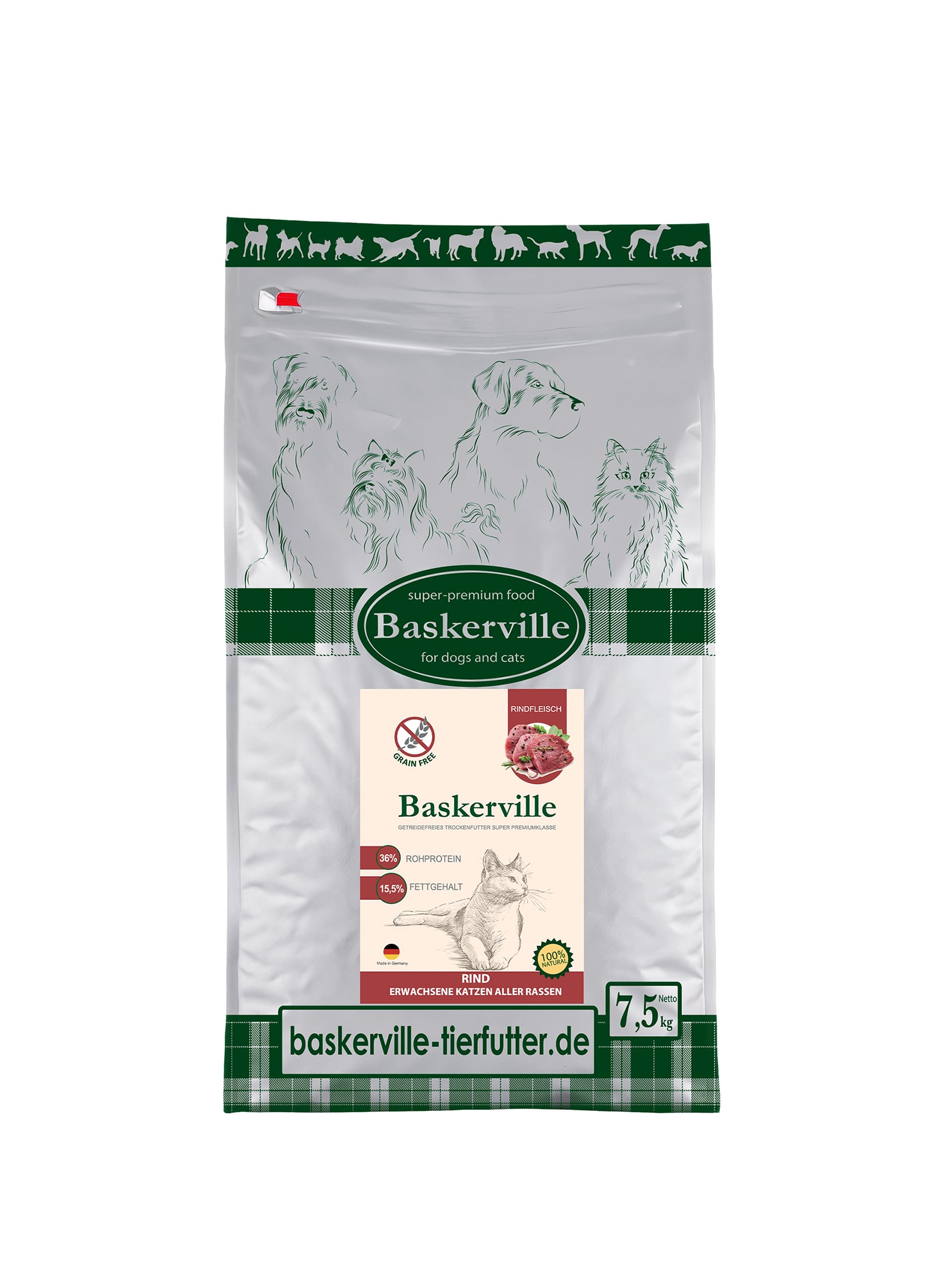 Baskerville (Баскервіль) Яловичина та батат сухий беззерновий корм для дорослих котів, 7.5 кг - фото 1 Baskerville (Баскервіль) Яловичина та батат сухий беззерновий корм для дорослих котів, 7.5 кг - фото 1