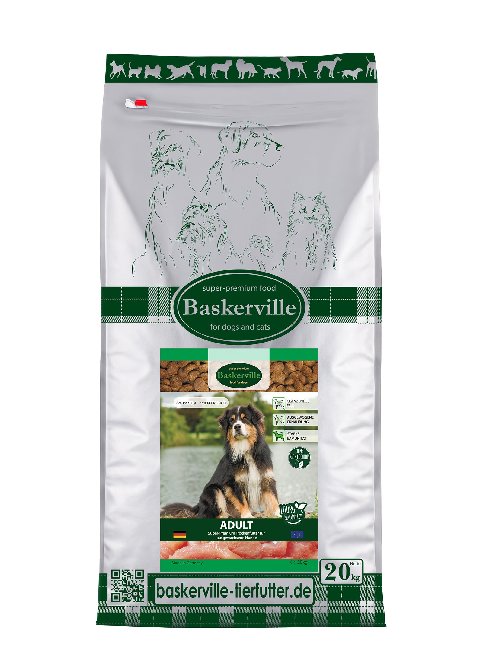 Baskerville (Баскервіль) Adult повнораціонний сухий корм для дорослих собак усіх порід, курка, 20 кг - фото 1